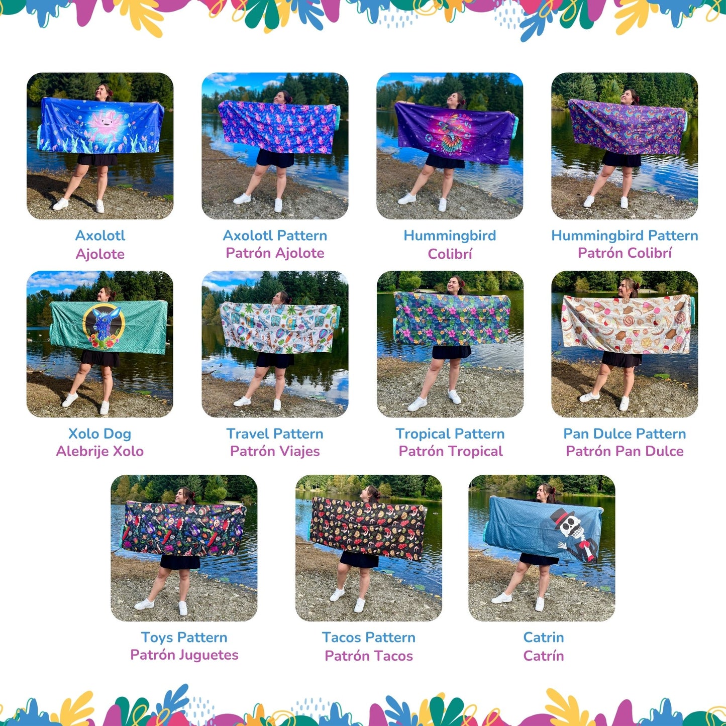 Pinata Pattern: 2-in-1 Beach Towel Backpack | Mexican Mochitoalla | Teporingo