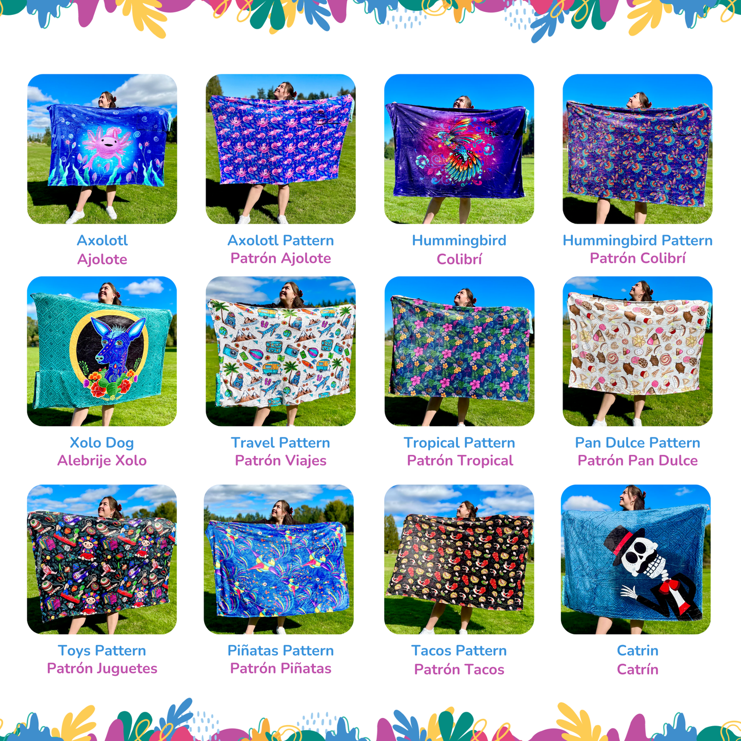 Authentic Mexican Travel Pattern 2 in 1: cozy blanket-backpack design by Teporingo Cobichila