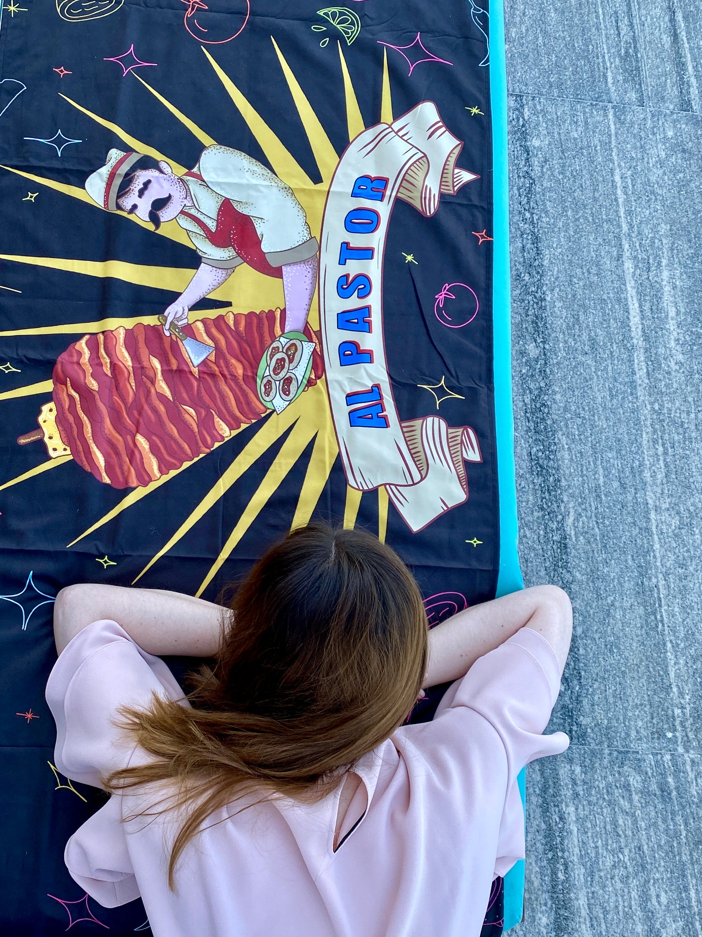Authentic Mexican Taquero beach towel design by Teporingo Mochitoalla