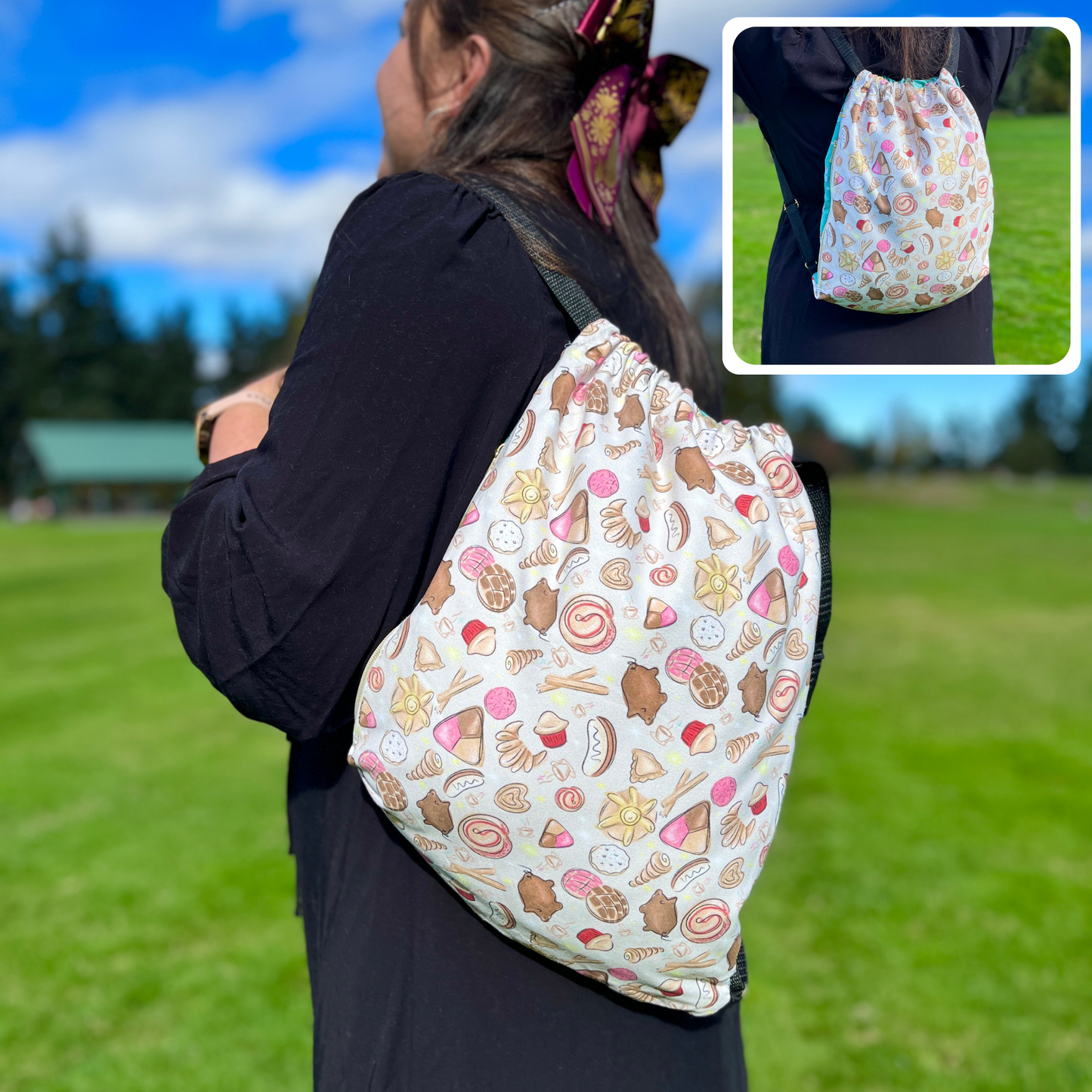Authentic Mexican Pan Dulce 2 in 1: cozy blanket-backpack design by Teporingo Cobichila