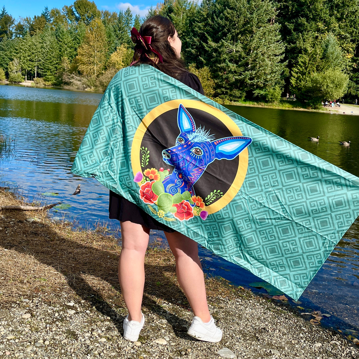 Authentic Mexican Xolo beach towel design by Teporingo Mochitoalla