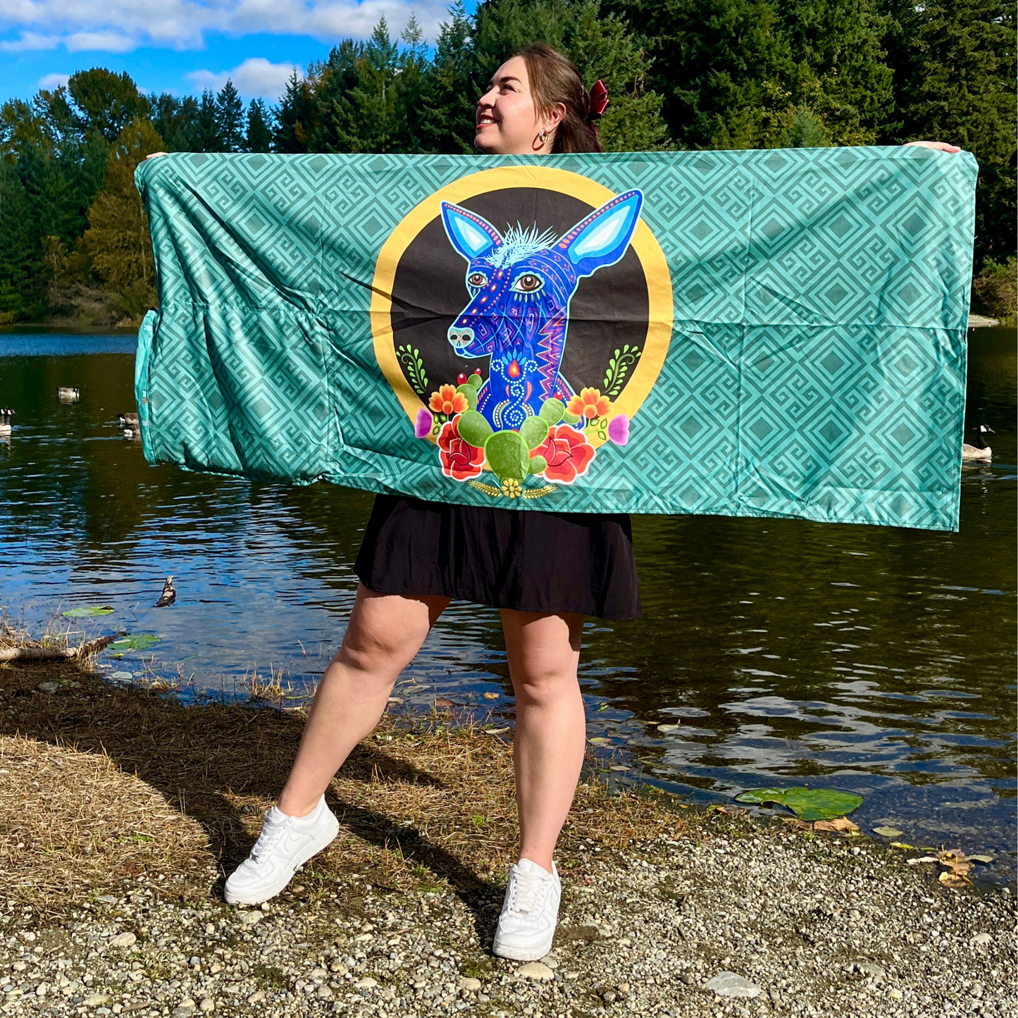 Authentic Mexican Xolo beach towel design by Teporingo Mochitoalla