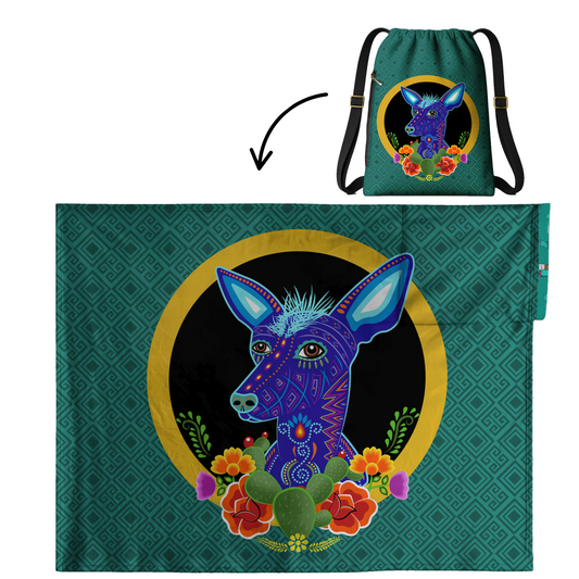 Authentic Mexican Xolo beach towel design by Teporingo Cobichila