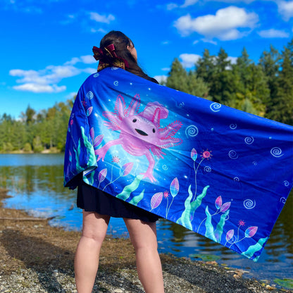 Axolotl: 2-in-1 Beach Towel Backpack | Mexican Mochitoalla | Teporingo