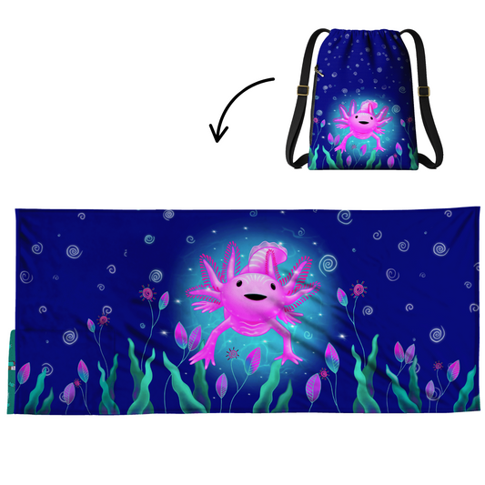 Axolotl 2-in-1 Beach Towel Backpack | Mexican Mochitoalla | Teporingo