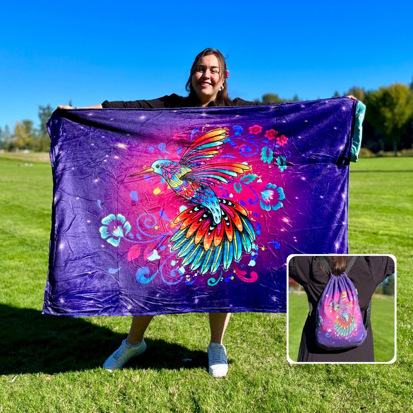 Hummingbird: 2 in 1 Cozy Blanket-Backpack | Mexican Cobichila | Teporingo