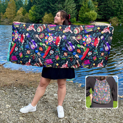 Juguetes Pattern: 2-in-1 Beach Towel Backpack | Mexican Mochitoalla | Teporingo
