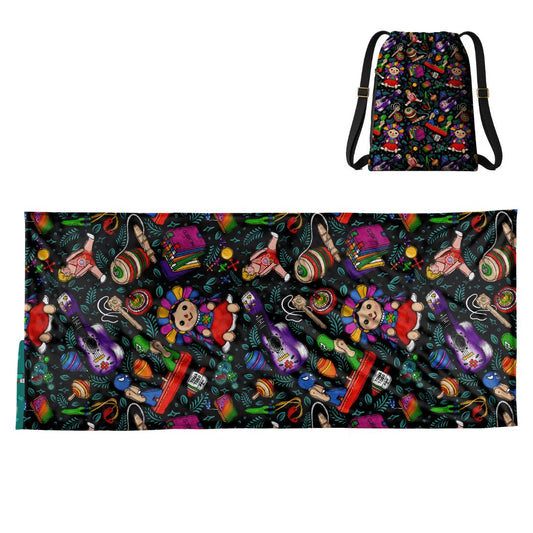 Juguetes Pattern: 2-in-1 Beach Towel Backpack | Mexican Mochitoalla | Teporingo