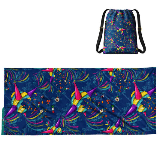 Pinata Pattern: 2-in-1 Beach Towel Backpack | Mexican Mochitoalla | Teporingo