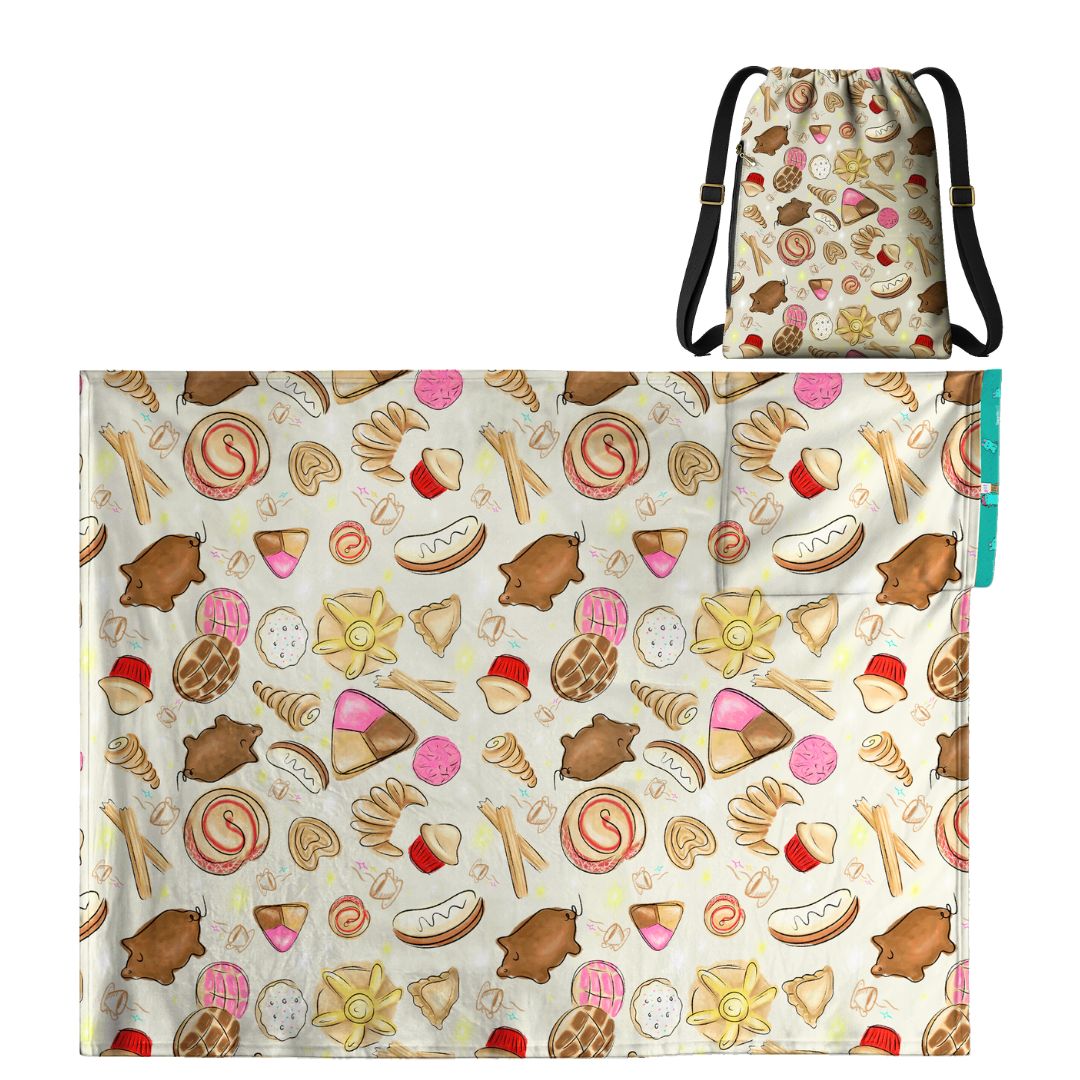 Pan Dulce Pattern: 2-in-1 Cozy Blanket Backpack | Mexican Cobichila | Teporingo