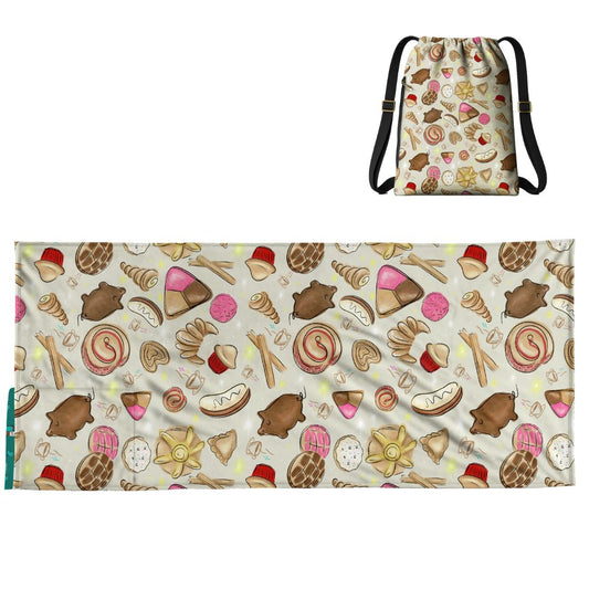 Pan Dulce Pattern: 2-in-1 Beach Towel Backpack | Mexican Mochitoalla | Teporingo