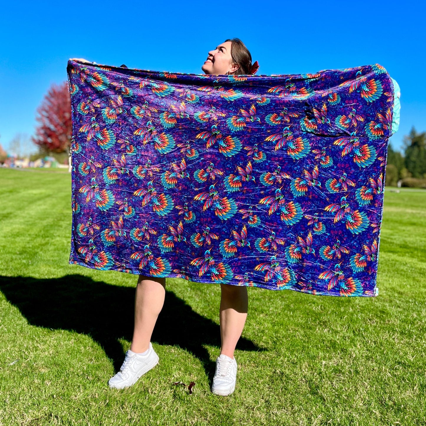 Hummingbird Pattern: 2-in-1 Cozy Blanket Backpack | Mexican Cobichila | Teporingo