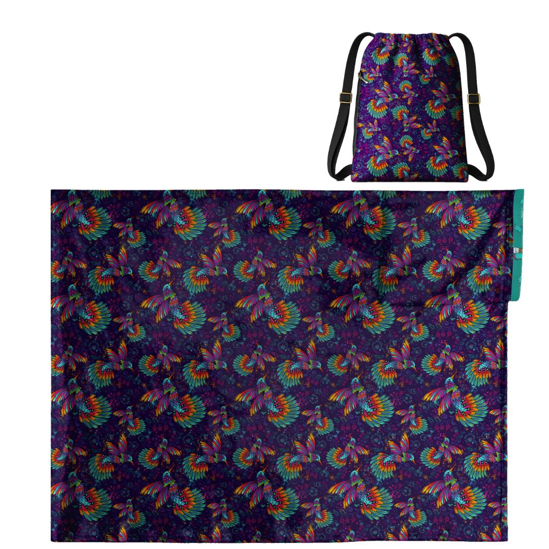Hummingbird Pattern: 2-in-1 Cozy Blanket Backpack | Mexican Cobichila | Teporingo
