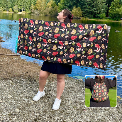 Tacos Pattern: 2-in-1 Beach Towel Backpack | Mexican Mochitoalla | Teporingo