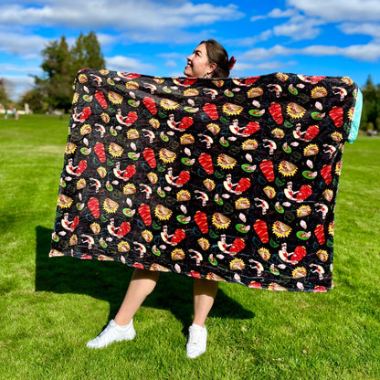 Tacos Pattern: 2-in-1 Cozy Blanket Backpack | Mexican Cobichila | Teporingo