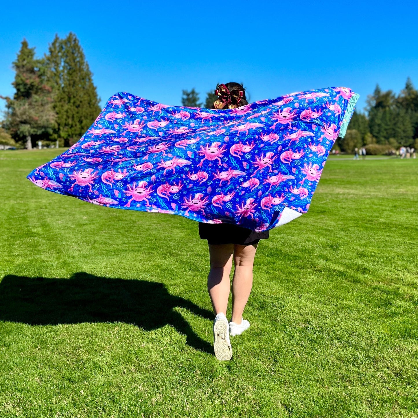 Axolotl Pattern: 2-in-1 Cozy Blanket Backpack | Mexican Cobichila | Teporingo