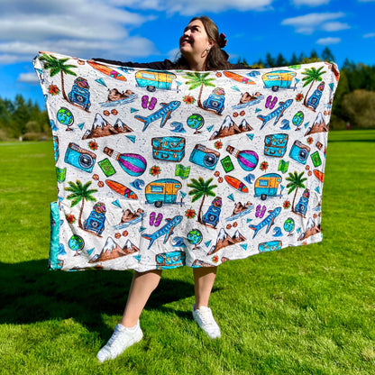 Travel Pattern: 2-in-1 Cozy Blanket Backpack | Mexican Cobichila | Teporingo