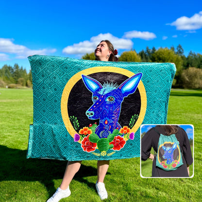 Xolo Dog: 2 in 1 Cozy Blanket-Backpack | Mexican Cobichila | Teporingo