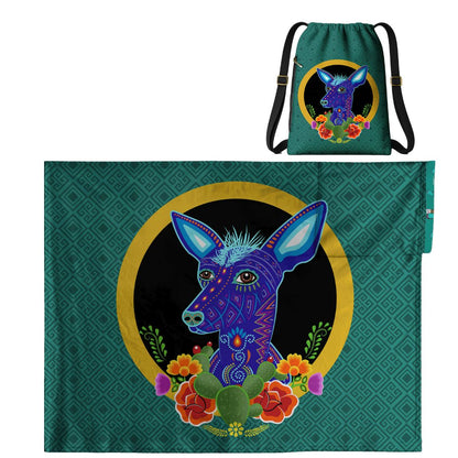 Xolo Dog: 2 in 1 Cozy Blanket-Backpack | Mexican Cobichila | Teporingo