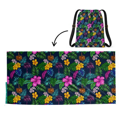 Tropical Pattern: 2 in 1 Beach Towel Backpack Sand-Free, Quick-Dry | Mochitoalla