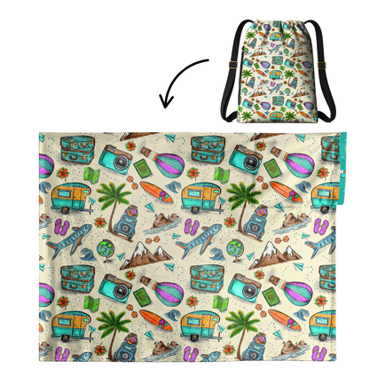 Authentic Mexican Travel  Pattern 2 in 1: cozy blanket-backpack design by Teporingo Cobichila