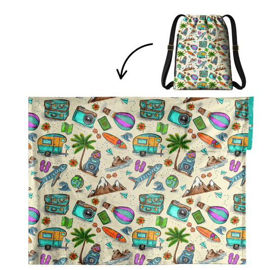 Authentic Mexican Travel  Pattern 2 in 1: cozy blanket-backpack design by Teporingo Cobichila
