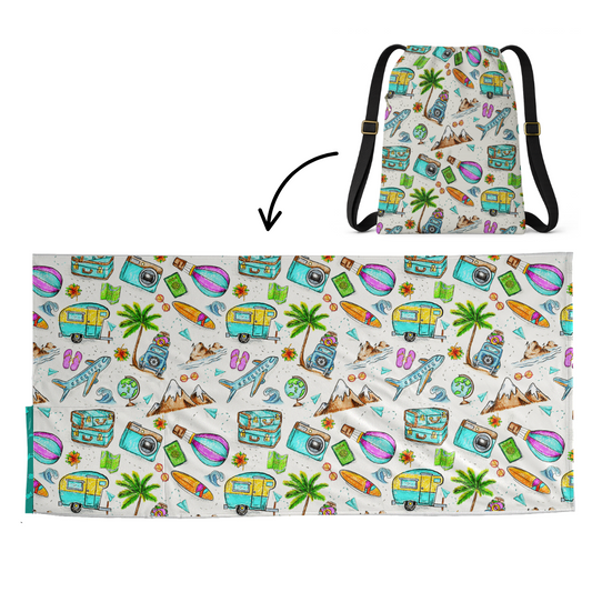 Travel Pattern: 2 in 1 Beach Towel Backpack Sand-Free, Quick-Dry | Mochitoalla