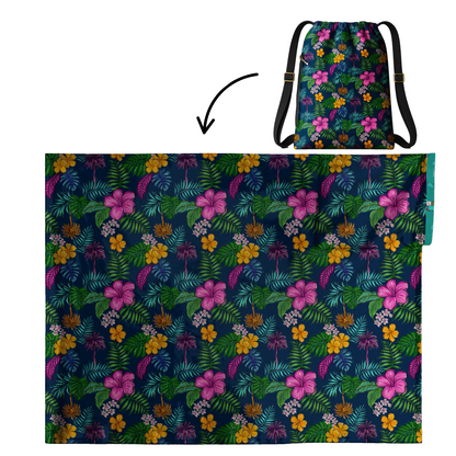 Estampado tropical 2 en 1: Manta-Mochila 