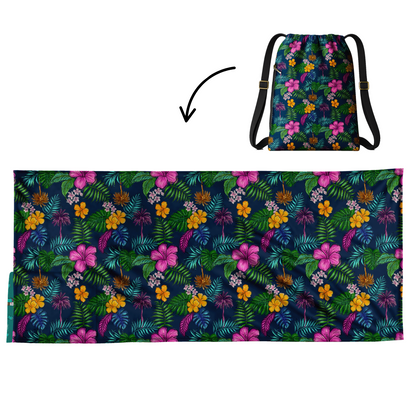 Authentic Flowers Pattern 2 in 1: beach towel-backpack design by Teporingo Mochitoalla