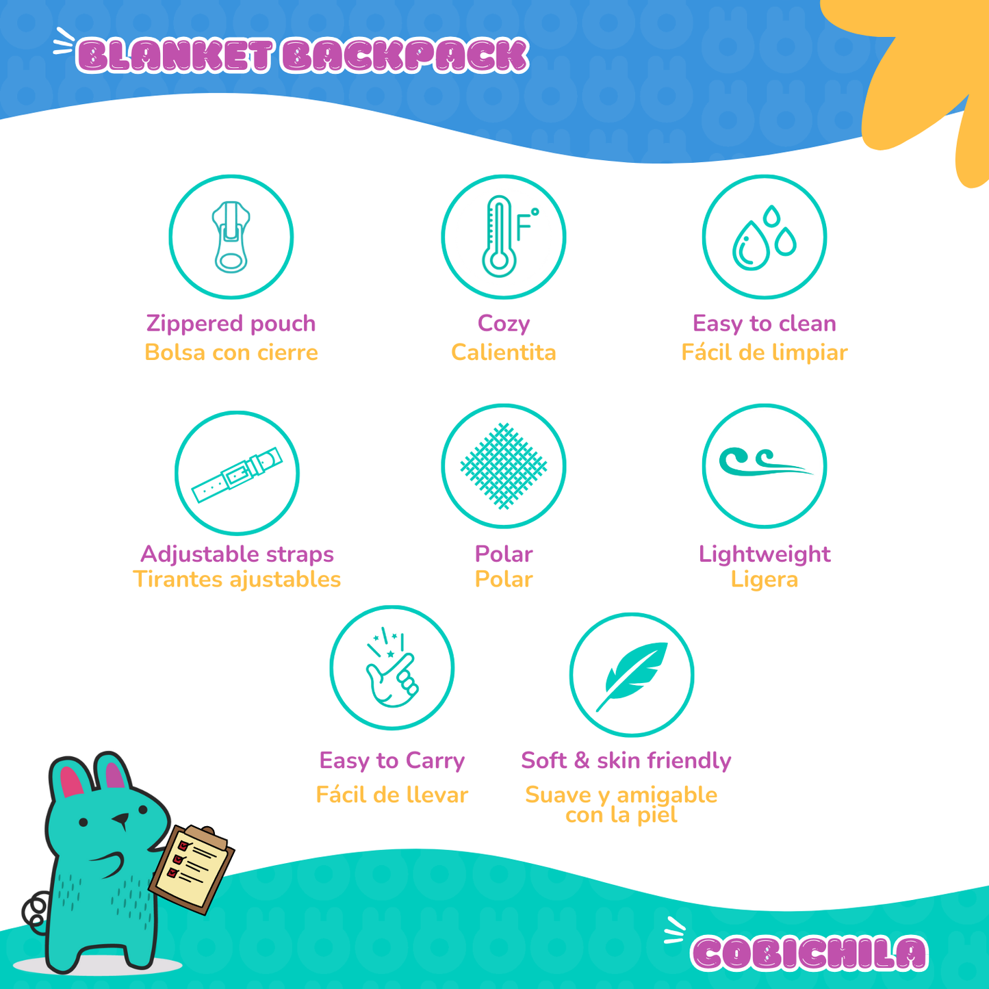 Catrin: 2-in-1 Cozy Blanket Backpack | Mexican Cobichila | Teporingo