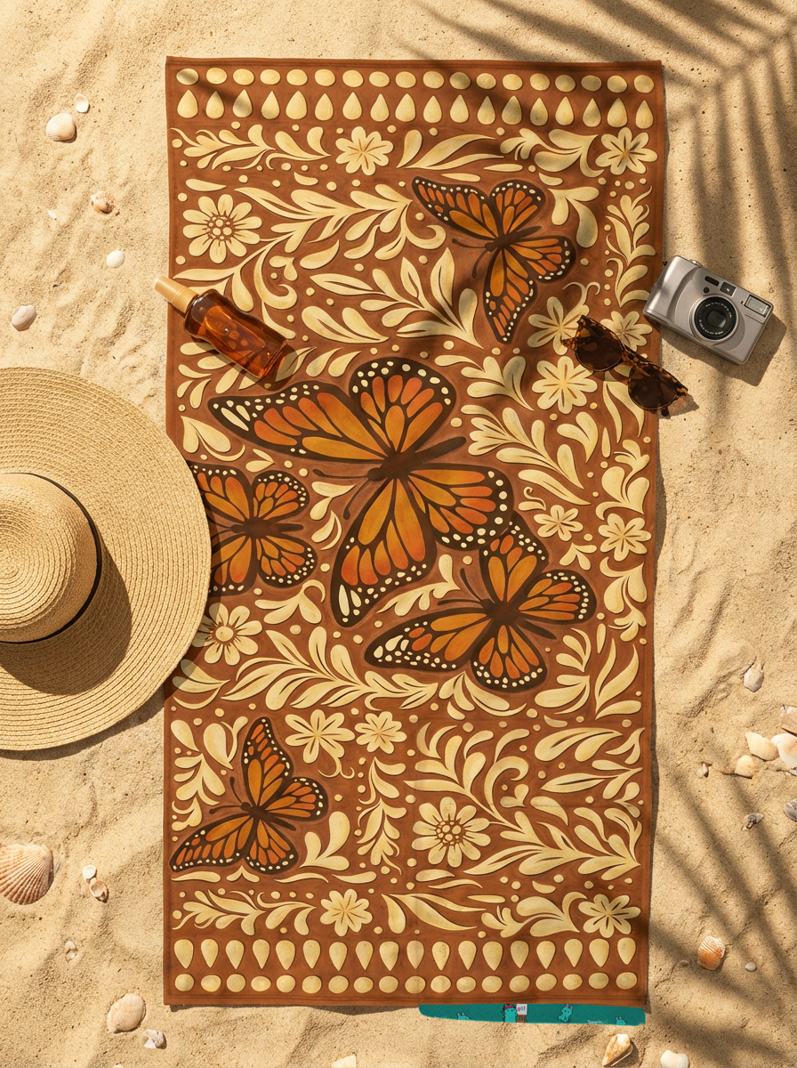 Monarch butterfly: 2-in-1 Beach Towel Backpack | Mexican Mochitoalla | Teporingo