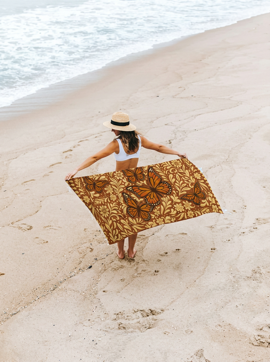 Monarch butterfly: 2-in-1 Beach Towel Backpack | Mexican Mochitoalla | Teporingo