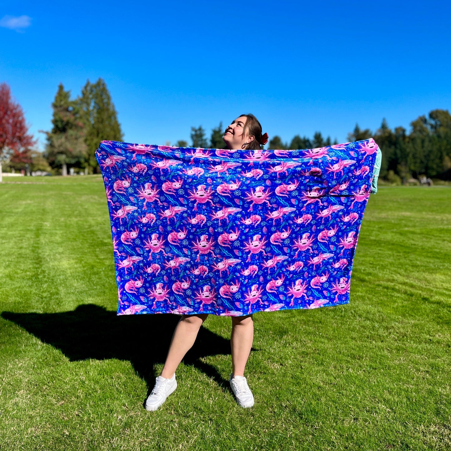 Axolotl pattern 2 in 1: Blanket-Backpack