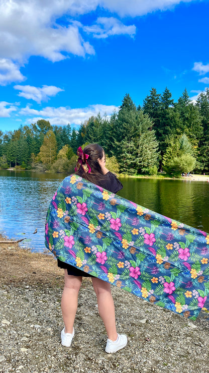 Tropical pattern Beach Towel Backpack - 2-in-1 Sand-Free, Quick-Dry, & Versatile!