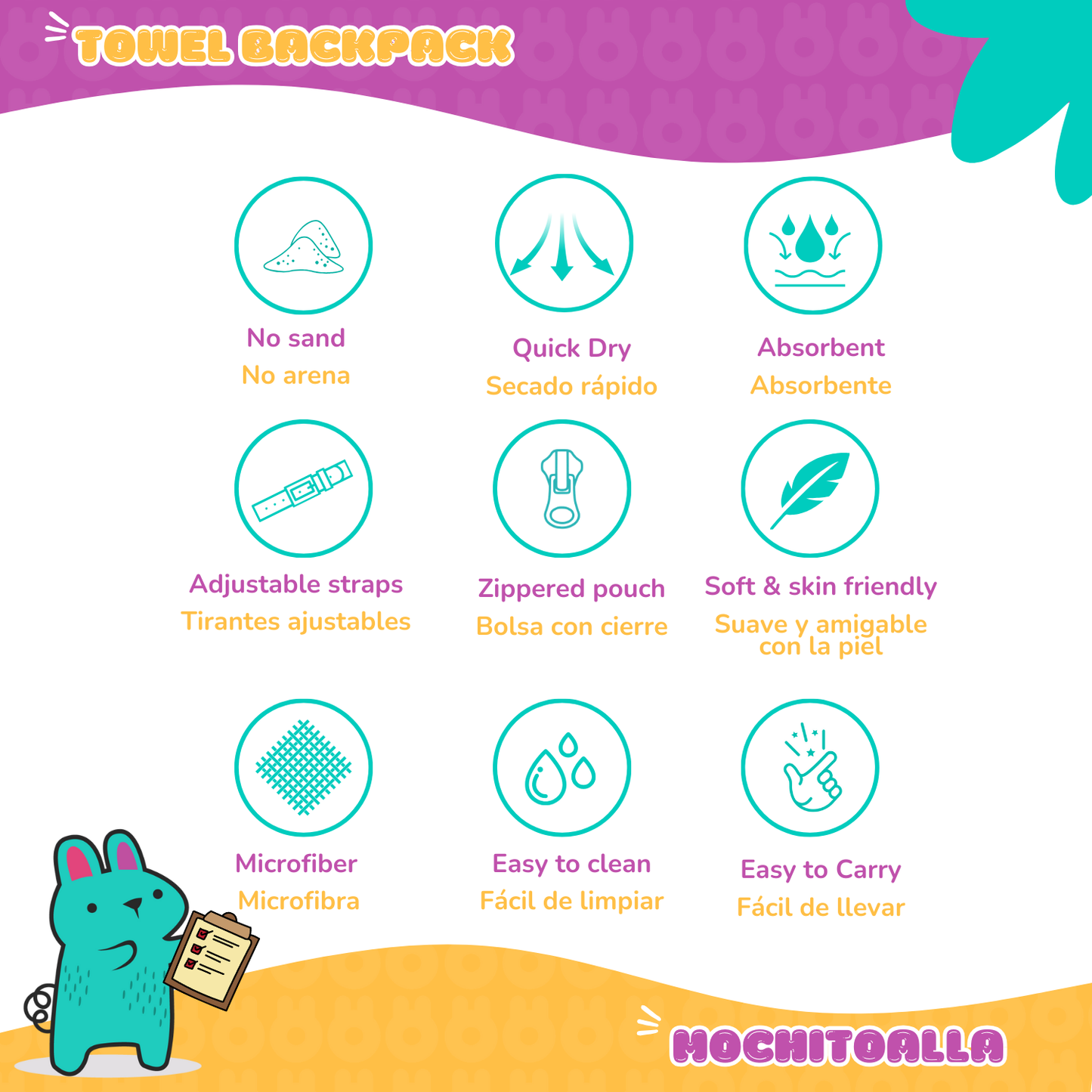 Pinata Pattern: 2-in-1 Beach Towel Backpack | Mexican Mochitoalla | Teporingo